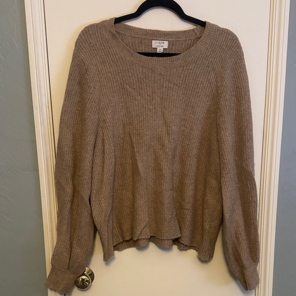 J. Crew Cozy Beige Crew Neck Sweater